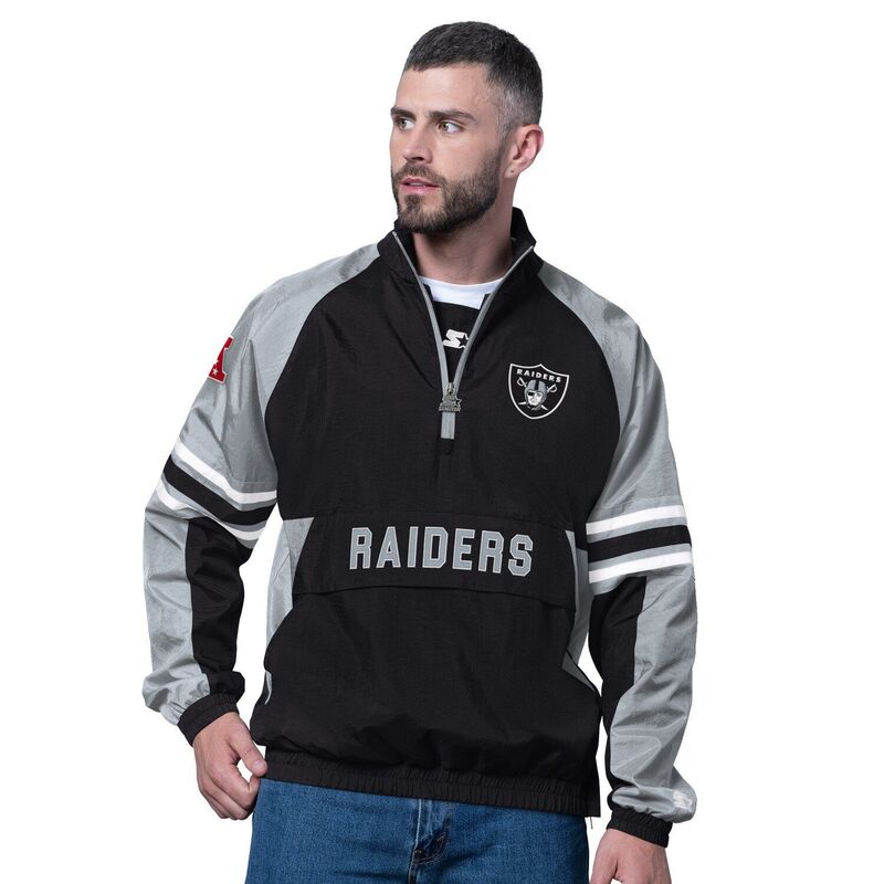 スターター メンズ トップス Tシャツ Men'starter Black Las Vegas Raiders Prospect Half-Zipullover Lvr Black ブラック｜ReVida 店