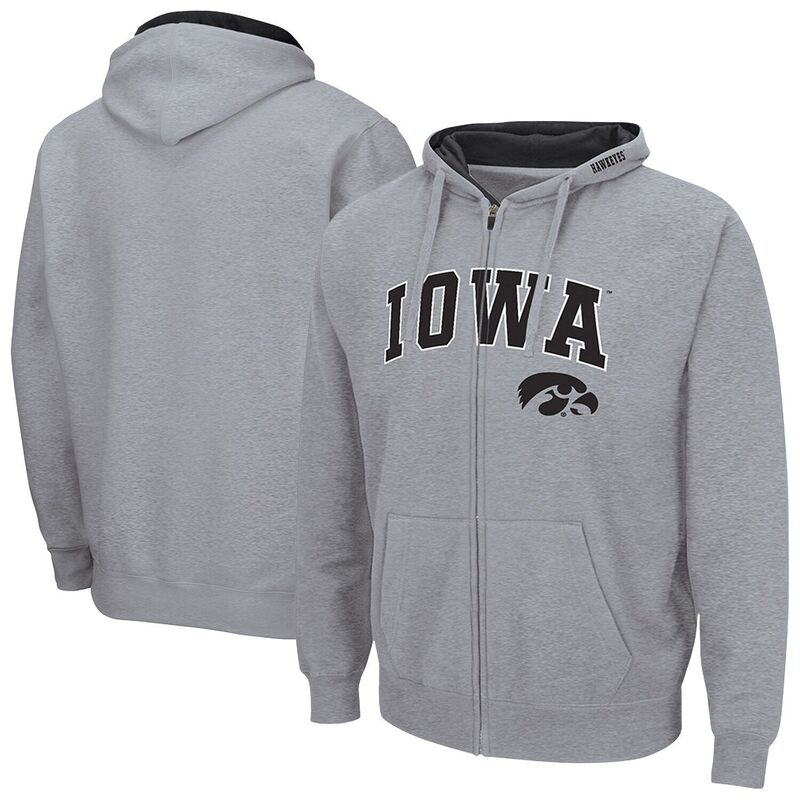 コロシアム メンズ トップス Tシャツ ロゴ パーカー Men's Colosseum Heather Gray Iowa Hawkeyes Arch & Logo 3.0 Full-Zip Hoodie Iwa Grey グレー|ReVida 店