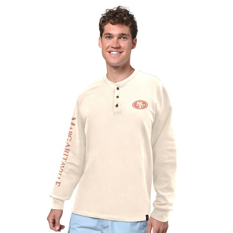 マルガリータビル メンズ トップス プルオーバー Men\u0027s Margaritaville Cream San Francisco 49ers Five O\u0027Clock Henley Long Sleeve T-Shirt 49r Beige ベージュ