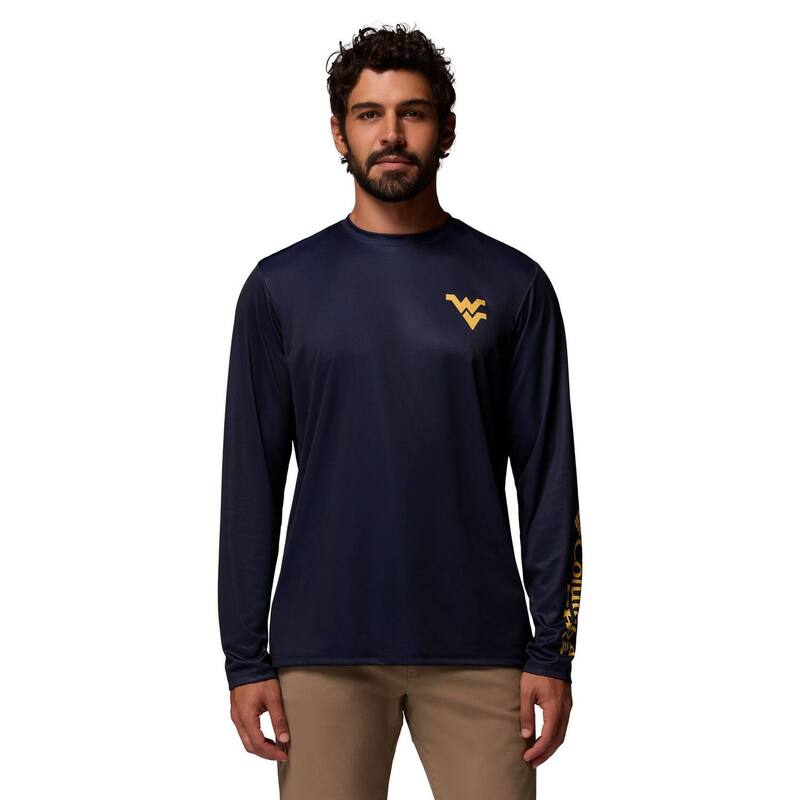 コロンビア メンズ トップス Tシャツ Men's Columbia Navy West Virginia Mountaineers PHG Terminal Shot Omni Shade 3-Hit Long Sleeve T-Shirt Wvu Navy ネイビー｜ReVida 店
