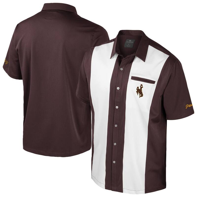 円形劇場 メンズ トップス プルオーバー Men\u0027s Colosseum Brown Wyoming Cowboystrike Bowling Button-Up Shirt Wyo Brown 赤銅色