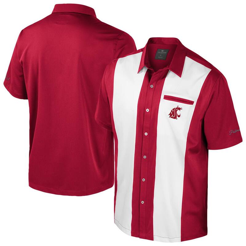 円形劇場 メンズ トップス プルオーバー Men\u0027s Colosseum Crimson Washington State Cougarstrike Bowling Button-Up Shirt Wsc Red 赤いこと