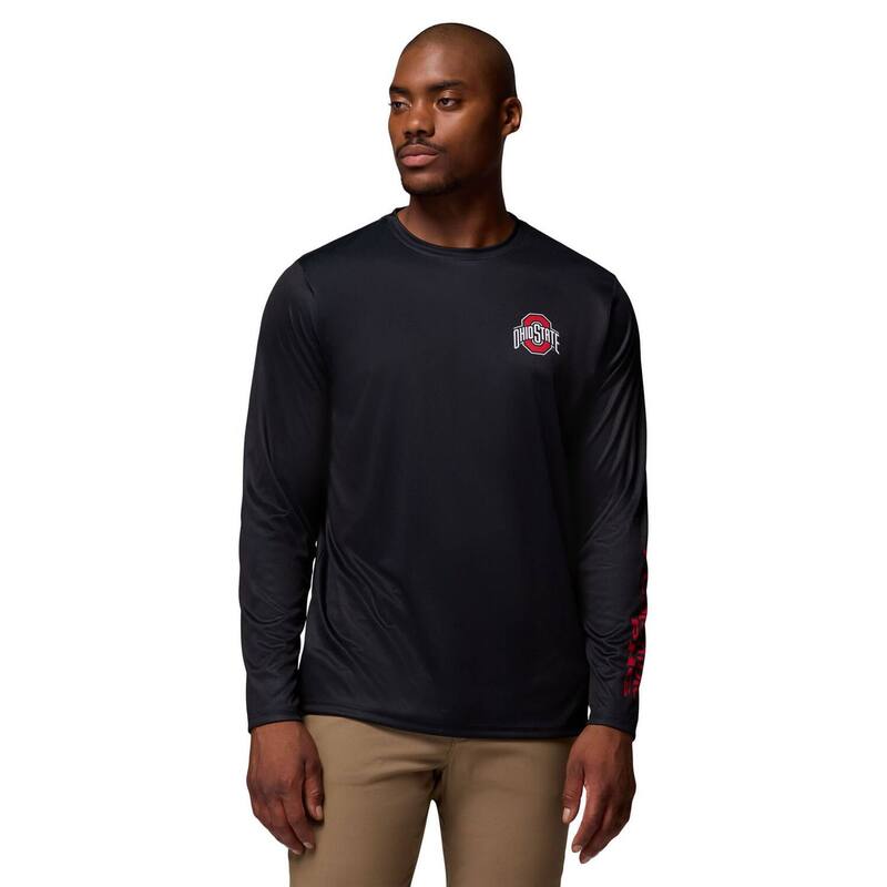 コロンビア メンズ トップス Tシャツ Men's Columbia Black Ohio State Buckeyes PHG Terminal Shot 3-Hit Long Sleeve T-Shirt Osu Black ブラック｜ReVida 店