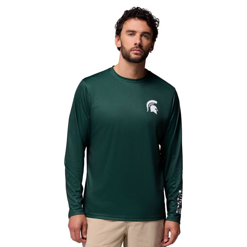 コロンビア メンズ トップス Tシャツ Men's Columbia Green Michigan State Spartans PHG Terminal Shot Long Sleeve T-Shirt Msu Green グリーン｜ReVida 店 13,860円