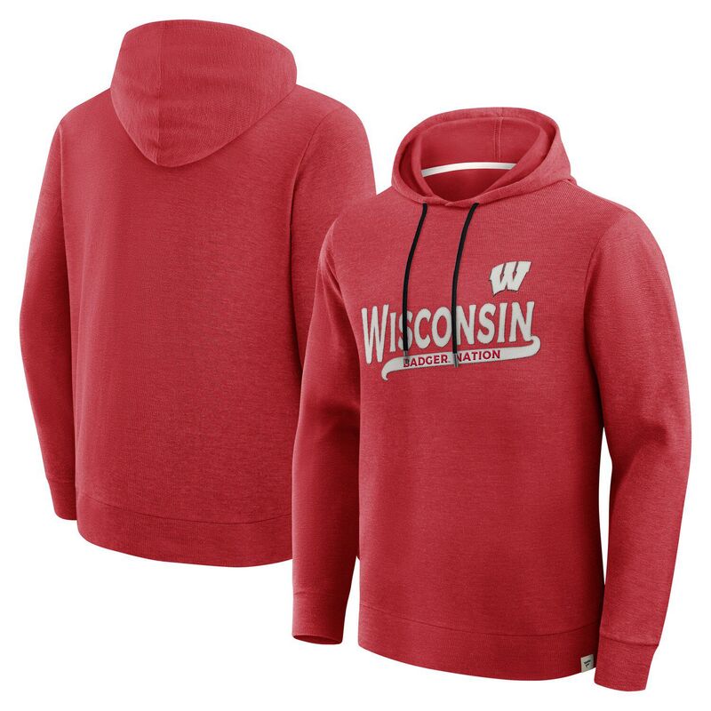 ファナティクス メンズ トップス プルオーバー パーカー Men\u0027s Fanatics Red Wisconsin Badgers Hometown Premium Huddle Up Long Sleeve Hoodie T-Shirt Wis Red 赤いこと