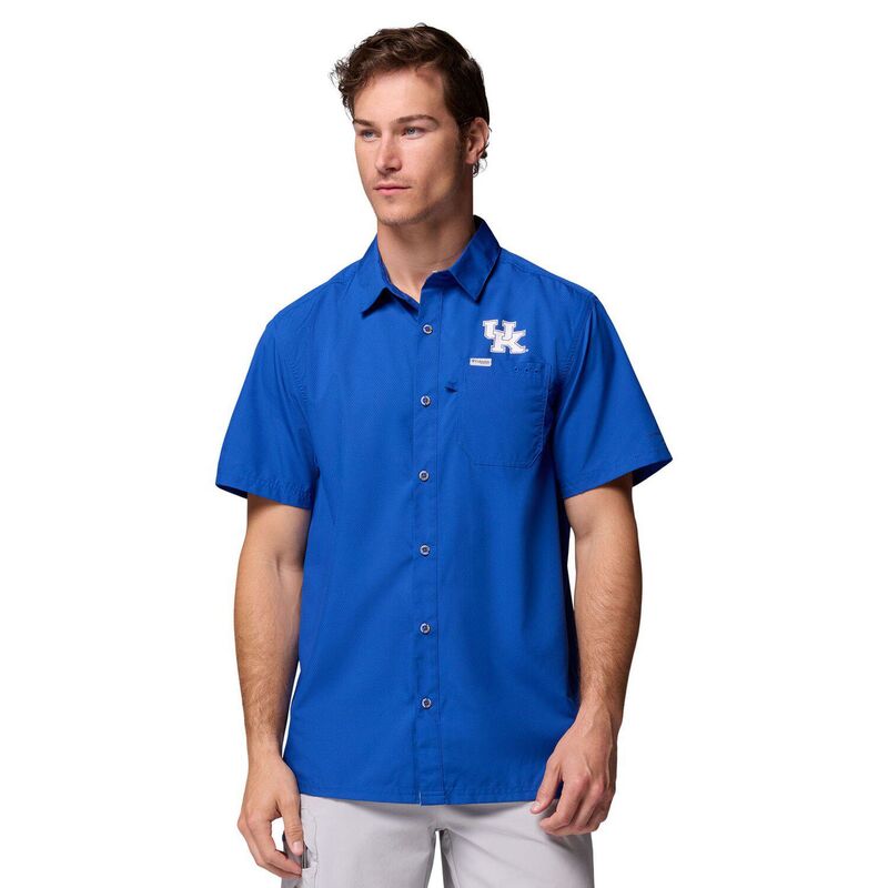 コロンビア メンズ トップス プルオーバー Men\u0027s Columbia Royal Kentucky Wildcatslack Tide Camp Button-Up Shirt Ken Blue 青色