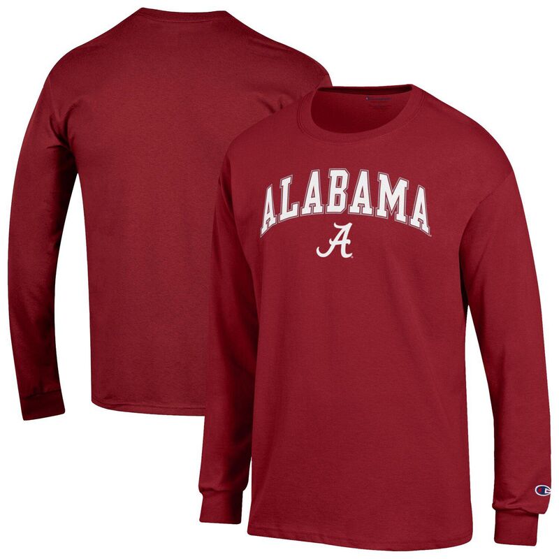 チャンピオン メンズ トップス Tシャツ ロゴ Men's Champion Crimson Alabama Crimson Tide Arch Over Logo 2-Hit Long Sleeve T-Shirt Ala Red レッド