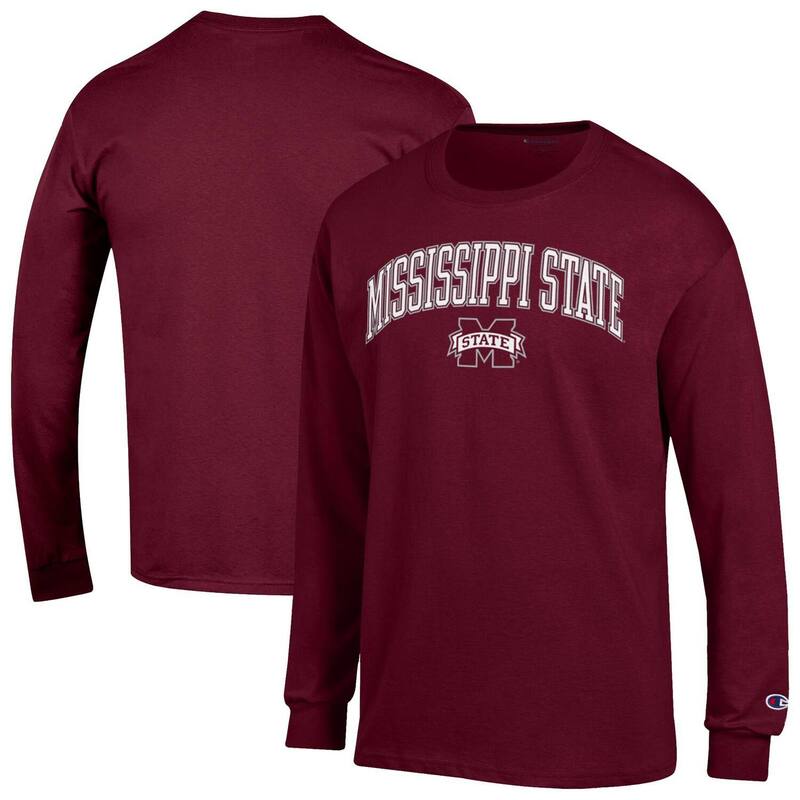 チャンピオン メンズ トップス Tシャツ ロゴ Men's Champion Maroon Mississippi State Bulldogs Arch Over Logo 2-Hit Long Sleeve T-Shirt Mst Red レッド