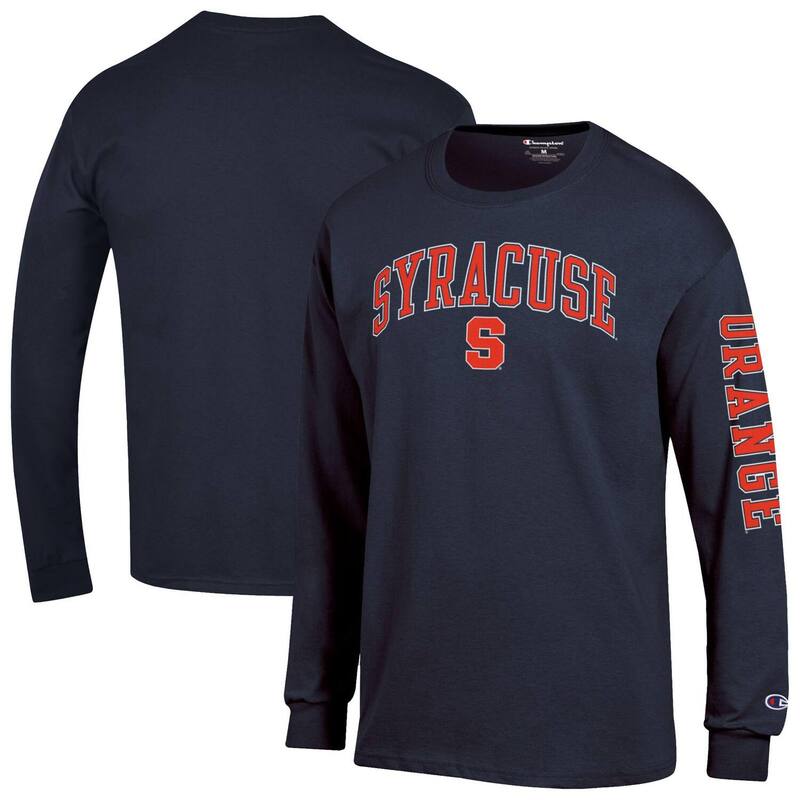 チャンピオン メンズ トップス Tシャツ ロゴ Men's Championavy Syracuse Orange Arch Over Logo 2-Hit Long Sleeve T-Shirt Syr Navy ネイビー