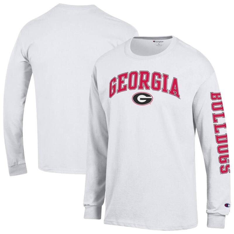チャンピオン メンズ トップス Tシャツ ロゴ Men's Champion White Georgia Bulldogs Arch Over Logo 2-Hit Long Sleeve T-Shirt Uga White ホワイト