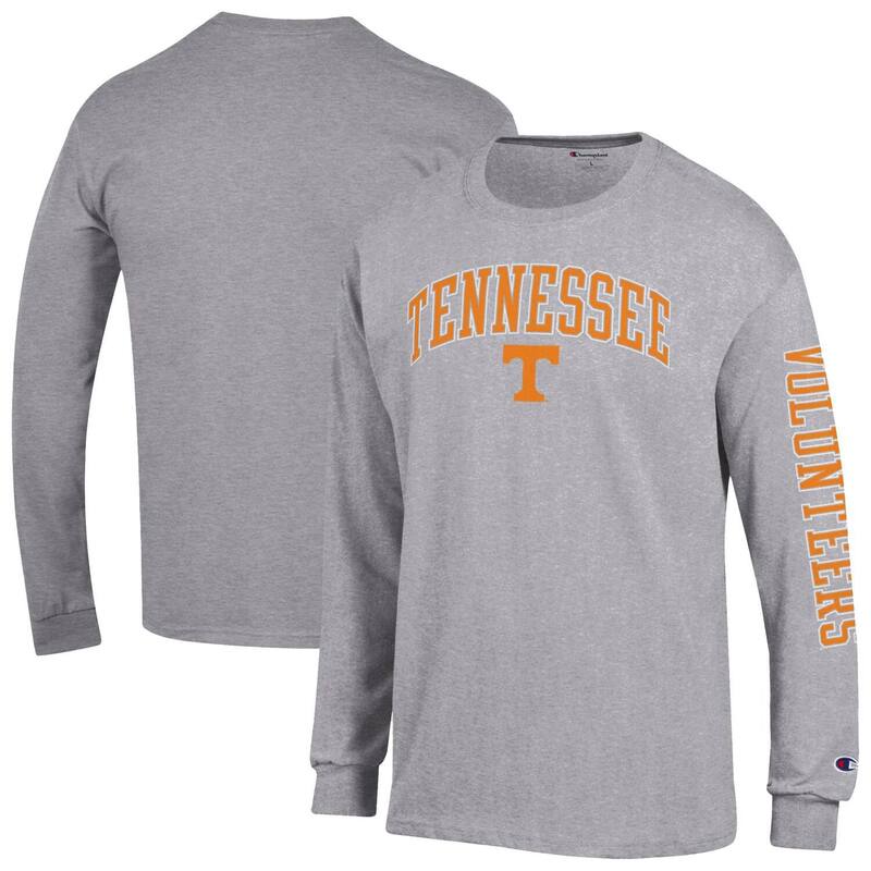 チャンピオン メンズ トップス Tシャツ ロゴ Men's Champion Heather Gray Tennessee Volunteers Arch Over Logo 2-Hit Long Sleeve T-Shirten Grey グレー