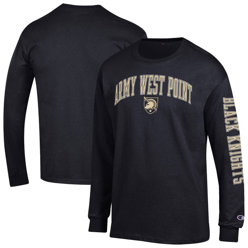 チャンピオン メンズ トップス Tシャツ ロゴ Men's Champion Black Army Blacknights Arch Over Logo 2-Hit Long Sleeve T-Shirt Nc2 Black ブラック｜ReVida 店