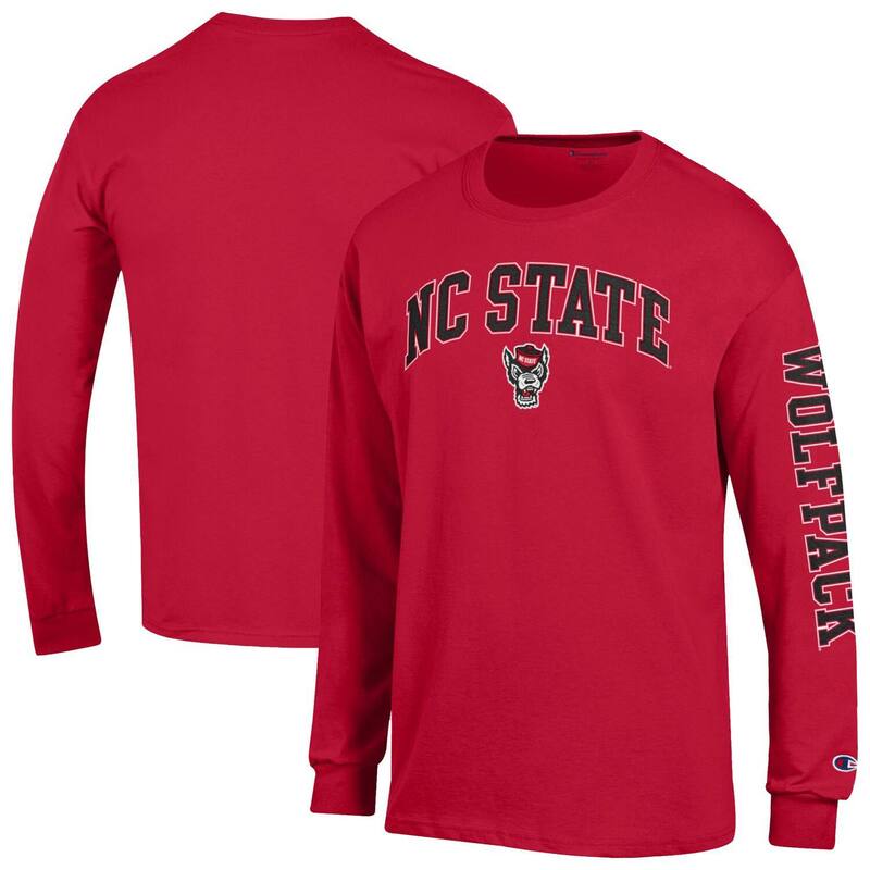 チャンピオン メンズ トップス Tシャツ ロゴ Men's Champion Red NC State Wolfpack Arch Over Logo 2-Hit Long Sleeve T-Shirt Nst Red レッド
