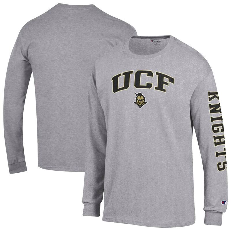 チャンピオン メンズ トップス Tシャツ ロゴ Men's Champion Heather Gray UCF Knights Arch Over Logo 2-Hit Long Sleeve T-Shirt Ucf Grey グレー