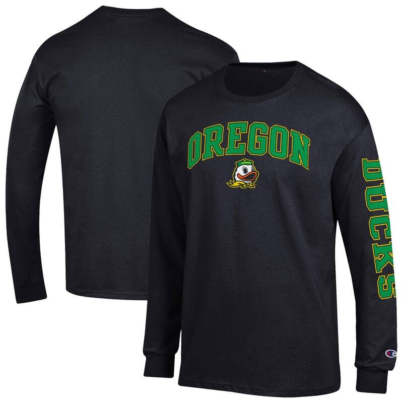 チャンピオン メンズ トップス Tシャツ ロゴ Men's Champion Black Oregon Ducks Arch Over Logo 2-Hit Long Sleeve T-Shirt Uoo Black ブラック
