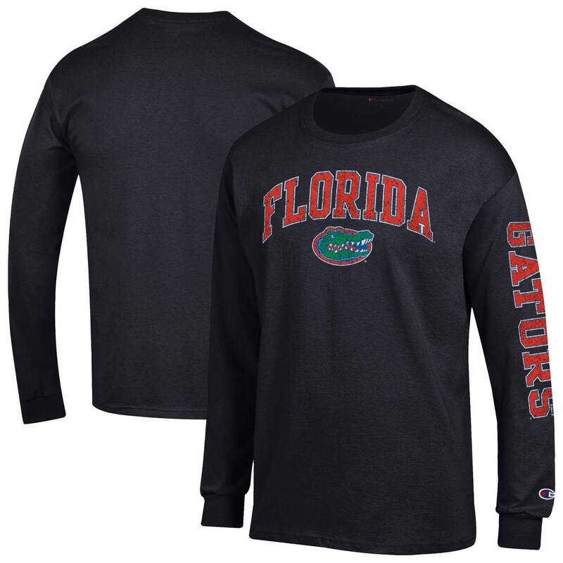 チャンピオン メンズ トップス Tシャツ ロゴ Men's Champion Black Florida Gators Arch Over Logo Long Sleeve T-Shirt Fld Black ブラック