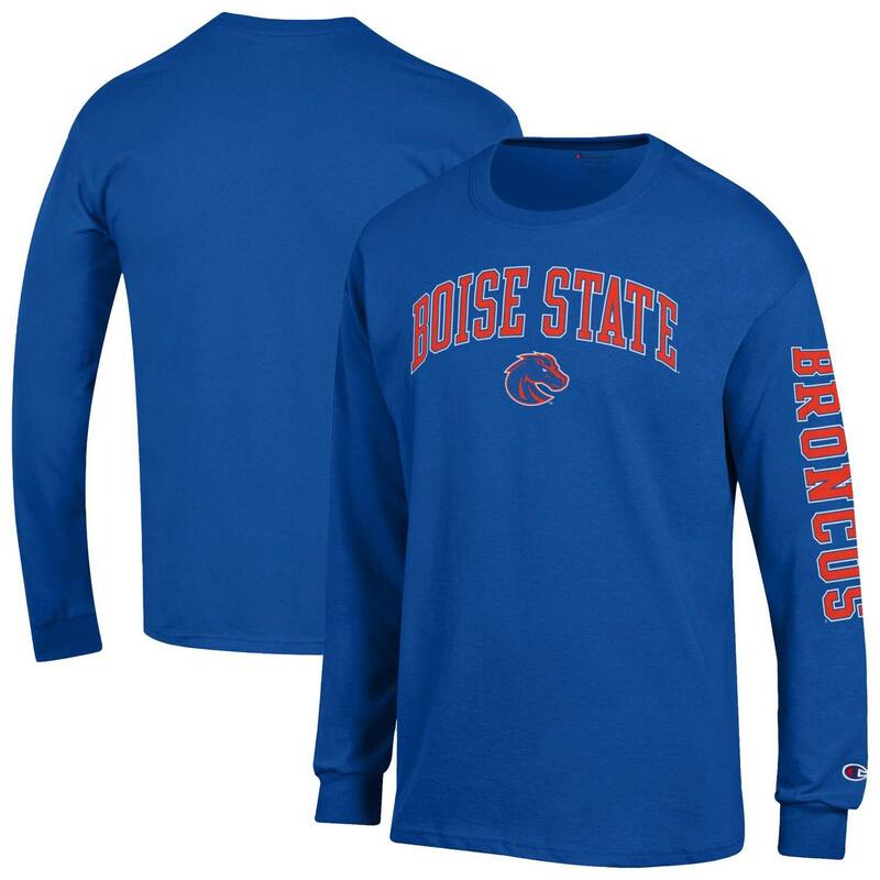 チャンピオン メンズ トップス Tシャツ ロゴ Men's Champion Royal Boise State Broncos Arch Over Logo 2-Hit Long Sleeve T-Shirt Boi Blue ブルー