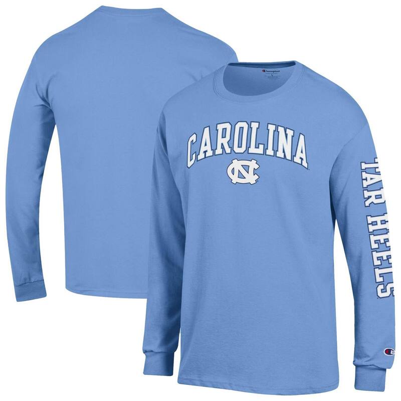 チャンピオン メンズ トップス Tシャツ ロゴ ヒール Men's Champion Carolina Blue North Carolina Tar Heels Arch Over Logo 2-Hit Long Sleeve T-Shirt Unc Light ブルー