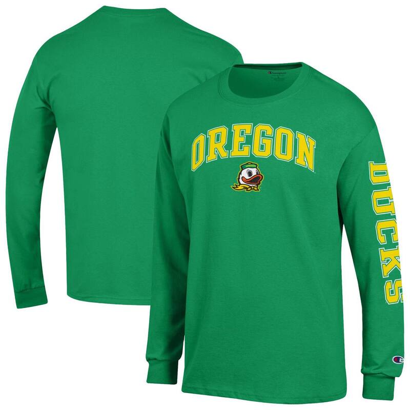 チャンピオン メンズ トップス Tシャツ ロゴ Men's Champion Green Oregon Ducks Arch Over Logo 2-Hit Long Sleeve T-Shirt Uoo Green グリーン