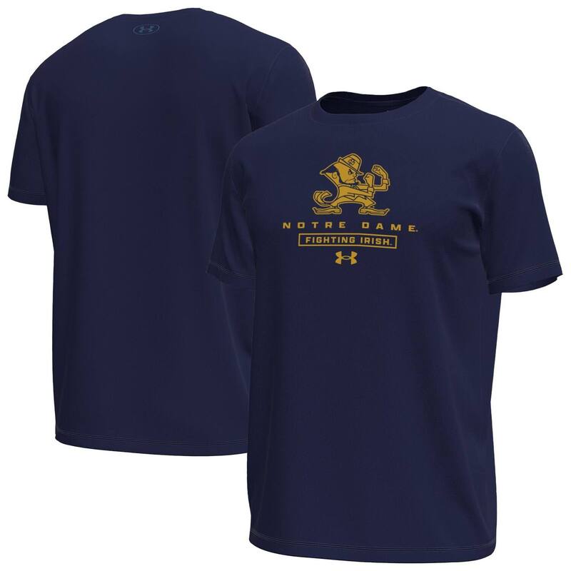 アンダーアーマー メンズ トップス Tシャツ Men's Under Armour Navy Notre Dame Fighting Irish Stack Stretch Performance T-Shirt Ntd Navy ネイビー