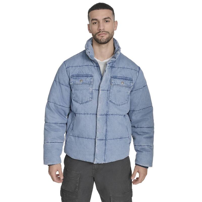 リーバイス メンズ アウター ジャケット・ブルゾン デニム Men's Levi's Denim Puffer Jacket Light Wash Denim デニム|ReVida 店