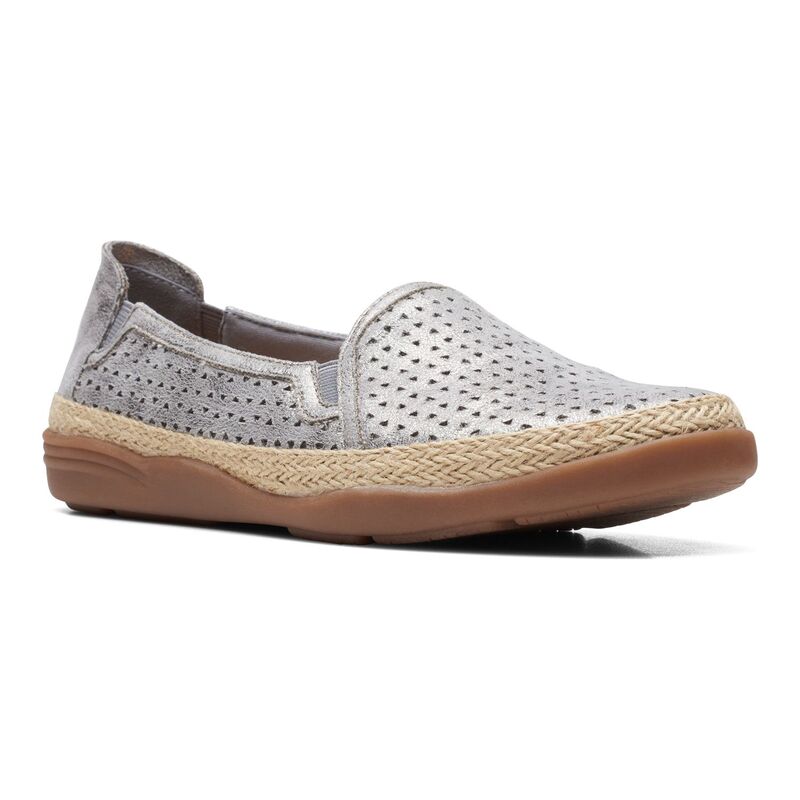 クラークス レディース シューズ サンダル レザー ClarksR Elaina Ruby Women's Leather Espadrille Shoes Pewter ピューター