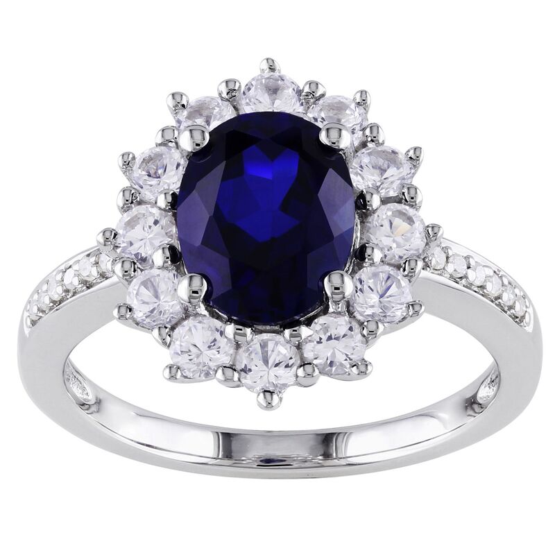 ステラ グレース レディース アクセサリー リング Stella Grace Sterling Silver Lab-Created Blue & White Sapphire Diamond Accent Halo Ring Sterling ホワイト