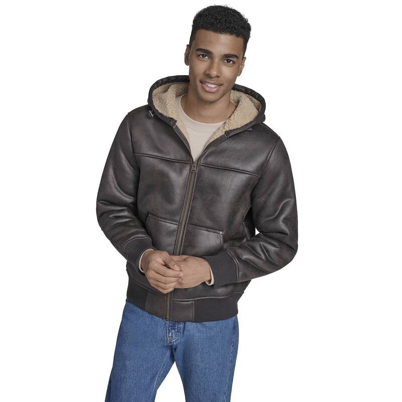 リーバイス メンズ アウター ジャケット・ブルゾン フーデッドジャケット Men's Levi's Faux Shearling Sherpa Lined Hooded Jacket Mole 27,216円