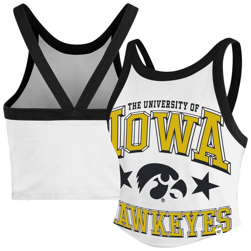 フォーティセブンブランド レディース トップス Tシャツ クロップド 47 Brand Women's '47 White Iowa Hawkeyes Energize Sporty Cropped Racerback Tank Top Iwa White ホワイト
