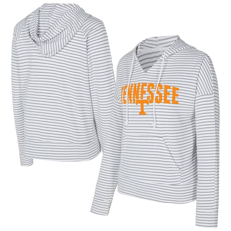 アンブランデッド レディース トップス ティーシャツ Vのど首 パイル パーカー Unbranded Men\u0027s Conceptsport White/Gray Tennessee Volunteers French Terry Striped V-Neck Pullover Hoodie Ten White 白いこと レディースファッション-Tシャツ・カットソー-トップス