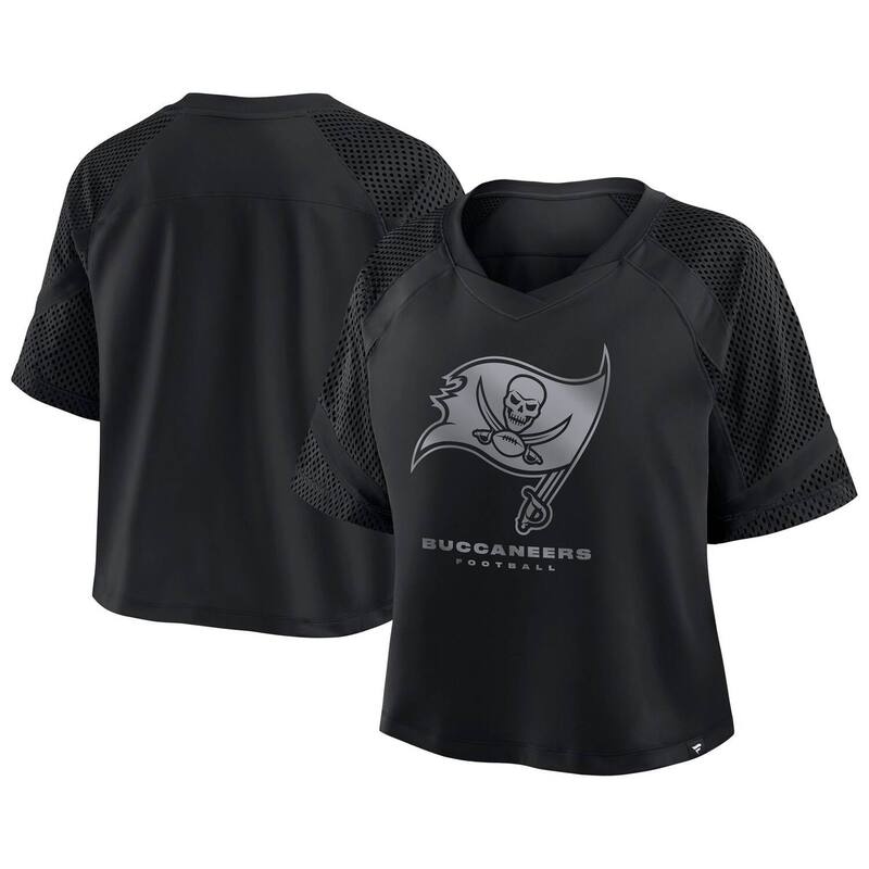 ファナティクス レディース トップス Tシャツ Vネック ジャージー Women's Fanatics Tampa Bay Buccaneers Oversized Raglan V-Neck Blackout Fashion Jersey Buc Black ブラック