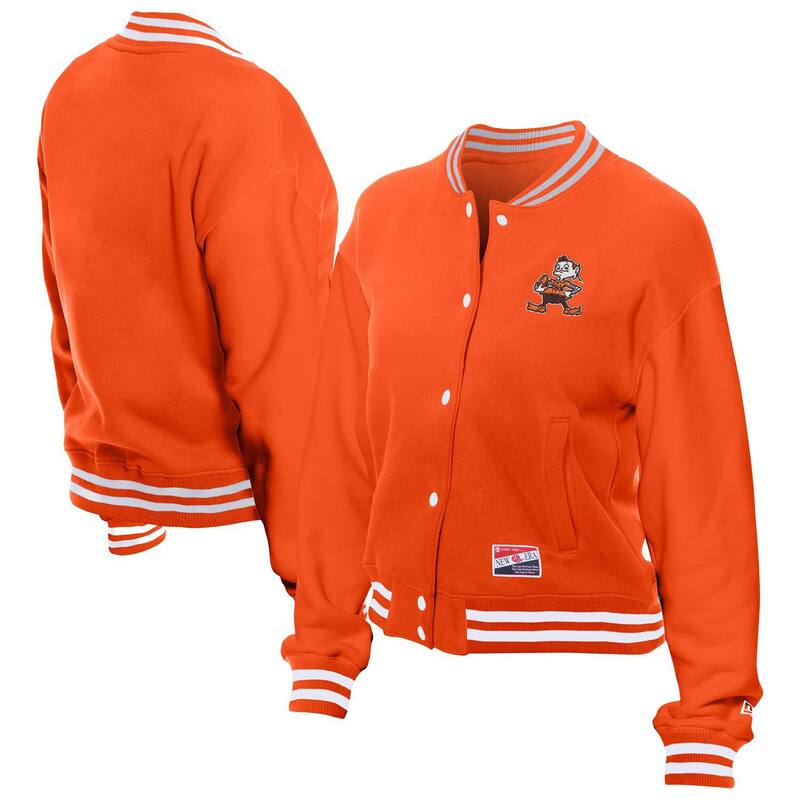 ニューエラ レディース アウター ジャケット・ブルゾン フリース Women's New Era Orange Cleveland Browns Throwback Fleece Full-Snap Jacket Brn Orange オレンジ