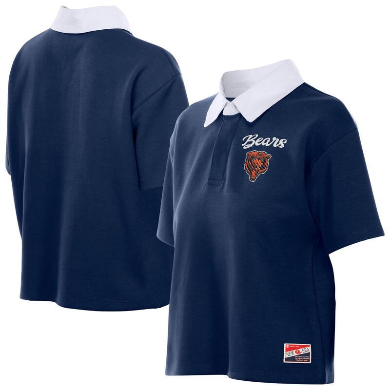 ニューエラ レディース トップス Tシャツ ポロシャツ クロップド Women's New Era Navy Chicago Bears Throwback Boxy Cropped Polo Brs Navy ネイビー