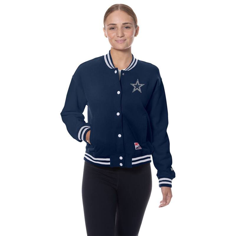 ニューエラ レディース アウター ジャケット・ブルゾン フリース Women's New Era Navy Dallas Cowboys Throwback Fleece Full-Snap Jacket Cow Navy ネイビー|ReVida 店