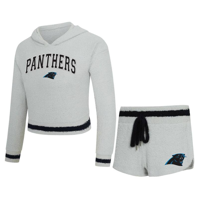 アンブランデッド レディース アンダーウェア ナイトウェア ショートパンツ パーカー Unbranded Women's Conceptsport Gray Carolina Panthers Whitley Long Sleeve Hoodie Top & Shortset Pth Grey グレー