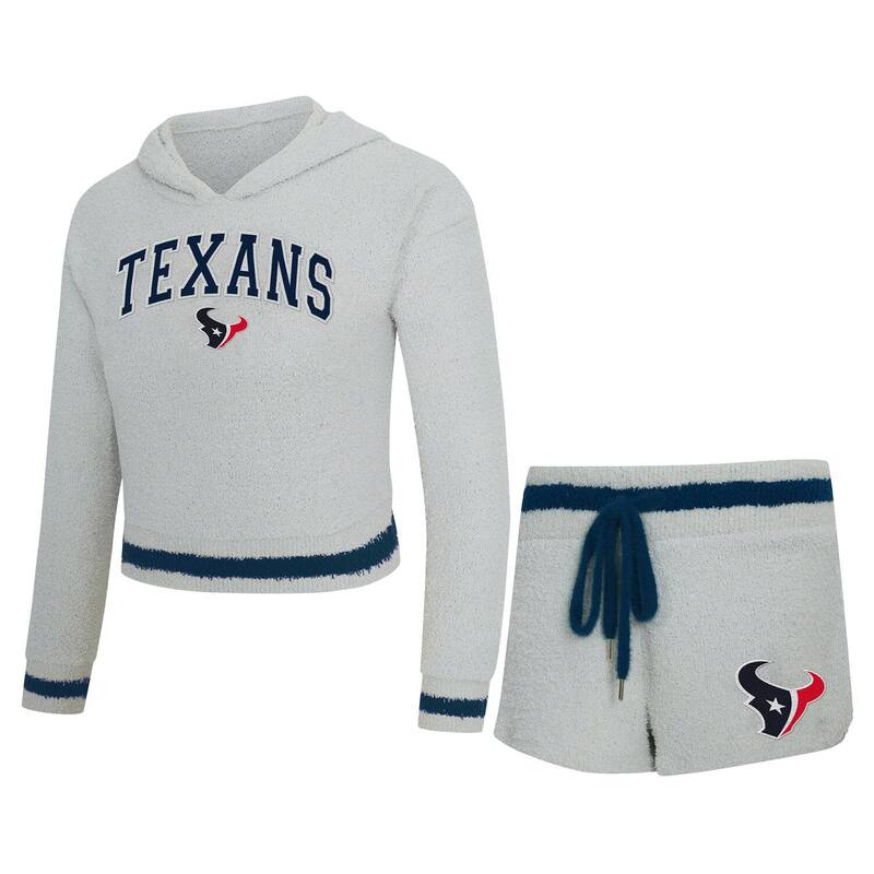 アンブランデッド レディース アンダーウェア ナイトウェア ショートパンツ パーカー Unbranded Women's Conceptsport Gray Houston Texans Whitley Long Sleeve Hoodie Top & Shortsetxs Grey グレー