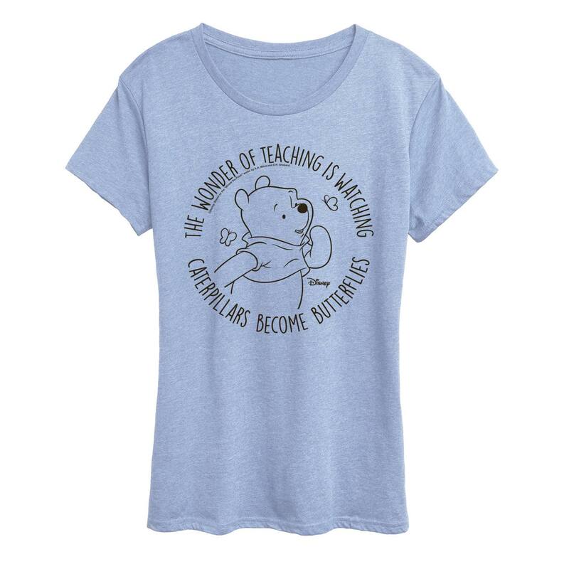 ディズニー レディース トップス Tシャツ グラフィック Disney's Winnie The Pooh Women's Wonder of Teachingraphic Tee Heather Chambray Blue ヘザー