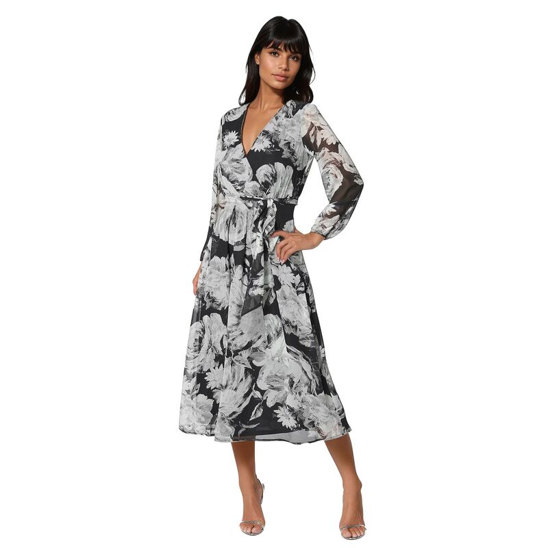 ベベ レディース トップス 衣装 シフォン midi Women\u0027s bebe Surplice Chiffon Midi Dress Black White 白いこと