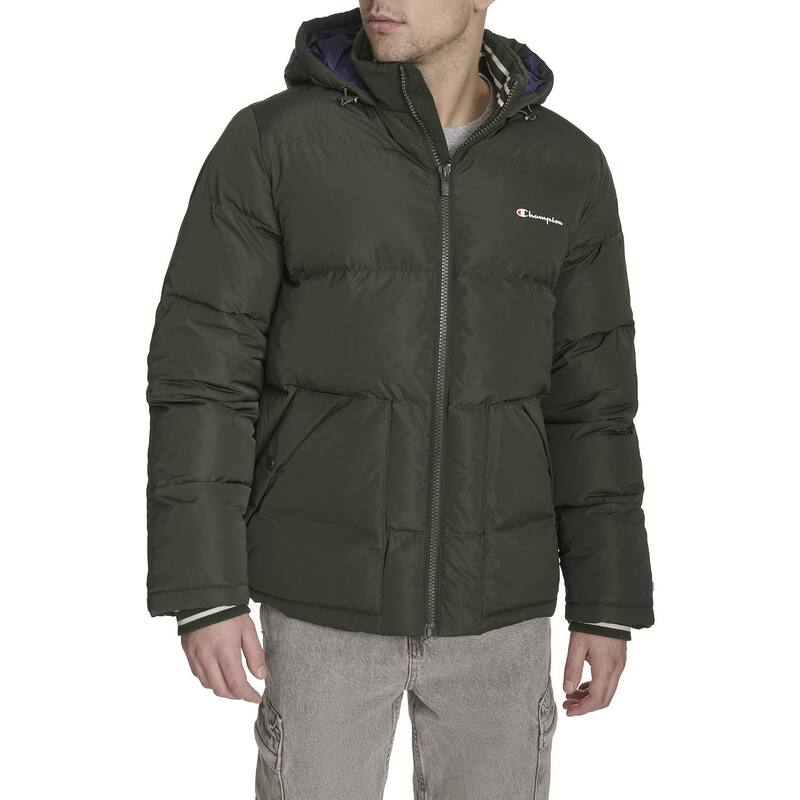 チャンピオン メンズ アウター ジャケット・ブルゾン キルティング Men Champion Quilted Hooded Puffer Jacket Spruce