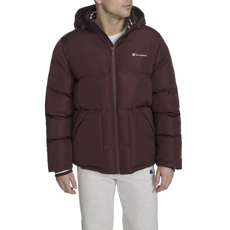 チャンピオン メンズ アウター ジャケット・ブルゾン キルティング Men Champion Quilted Hooded Puffer Jacket Wine ワイン