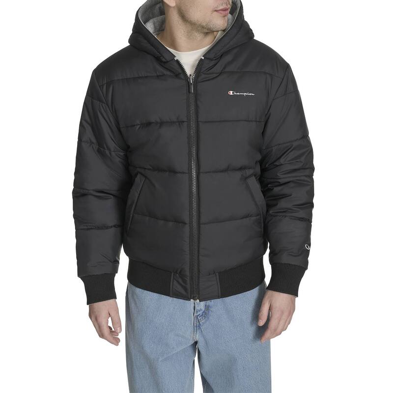 チャンピオン メンズ アウター ジャケット・ブルゾン Men Champion Reversible Puffer Jacket withood Black ブラック