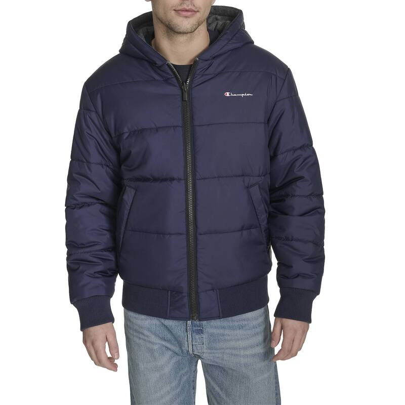 チャンピオン メンズ アウター ジャケット・ブルゾン Men Champion Reversible Puffer Jacket withood Navy ネイビー