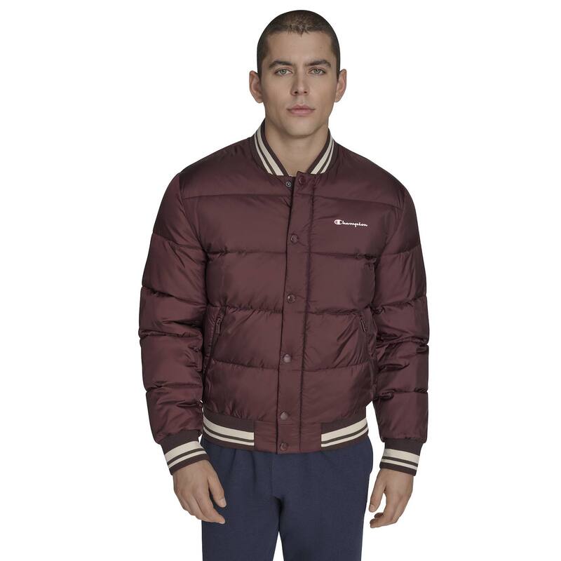 チャンピオン メンズ アウター ジャケット・ブルゾン キルティング Men Champion Quilted Varsity Puffer Jacket Wine ワイン