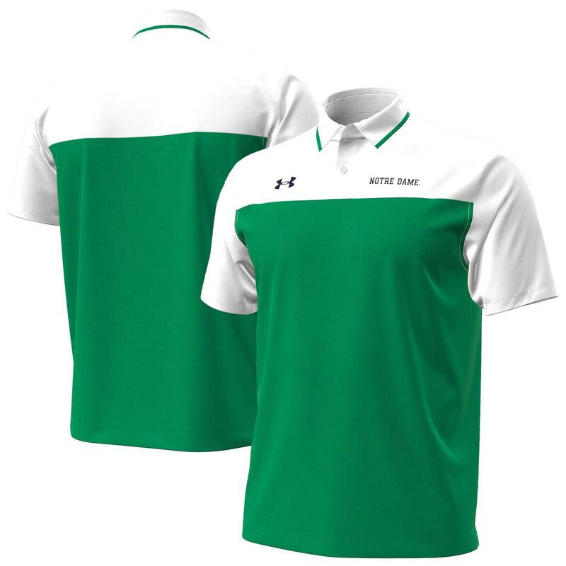アンダーアーマー メンズ トップス Tシャツ ポロシャツ Men's Under Armour Green/White Notre Dame Fighting Irish Green Blocked Polo Ntd Green グリーン