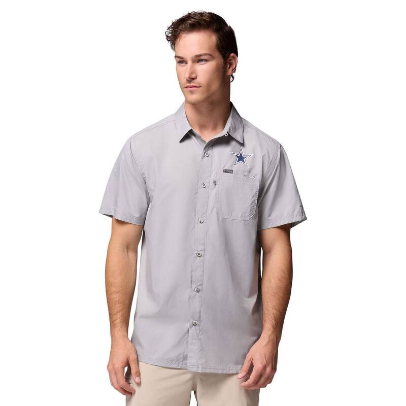 コロンビア メンズ トップス プルオーバー Men\u0027s Columbia Gray Dallas Cowboyslack Tide Camp Button-Up Shirt Cow Grey 薄墨色