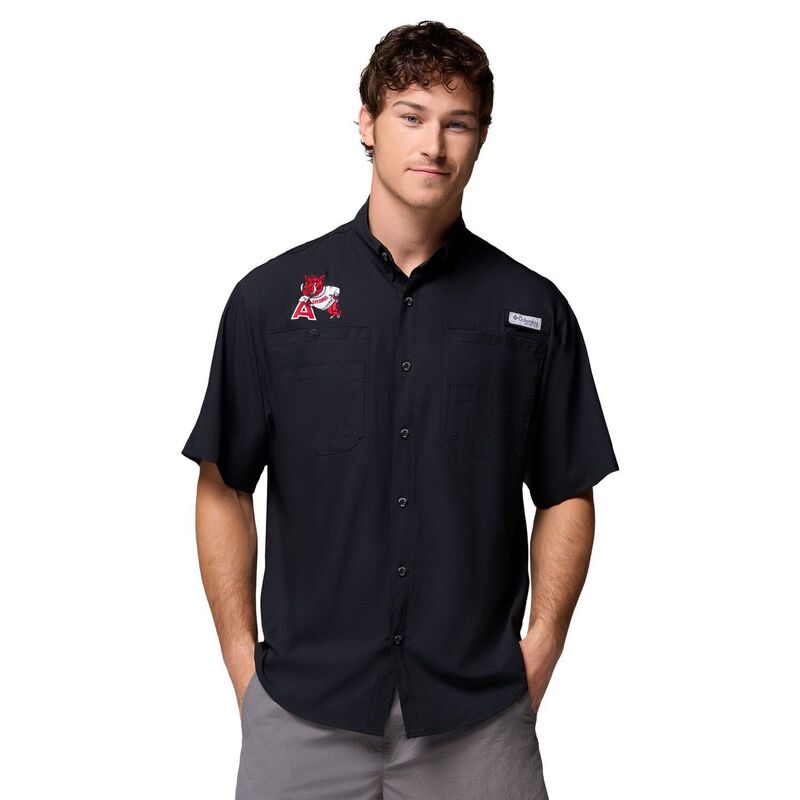 コロンビア メンズ トップス プルオーバー 落ち込む Men\u0027s Columbia Black Arkansas Razorbacks Tamiami Omni-Shade Button-Down Shirt Ark Black 黒いこと