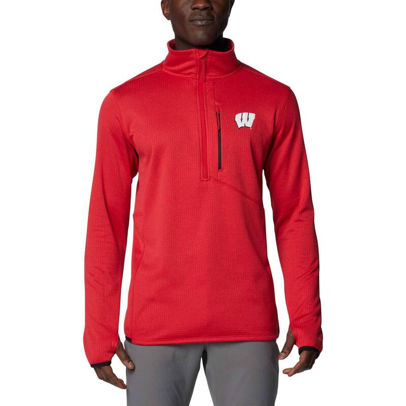コロンビア メンズ トップス Tシャツ フリース ジャケット Men's Columbia Red Wisconsin Badgers Park View Grid Fleece Omni-Wick Half-Zip Jacket Wis Red レッド