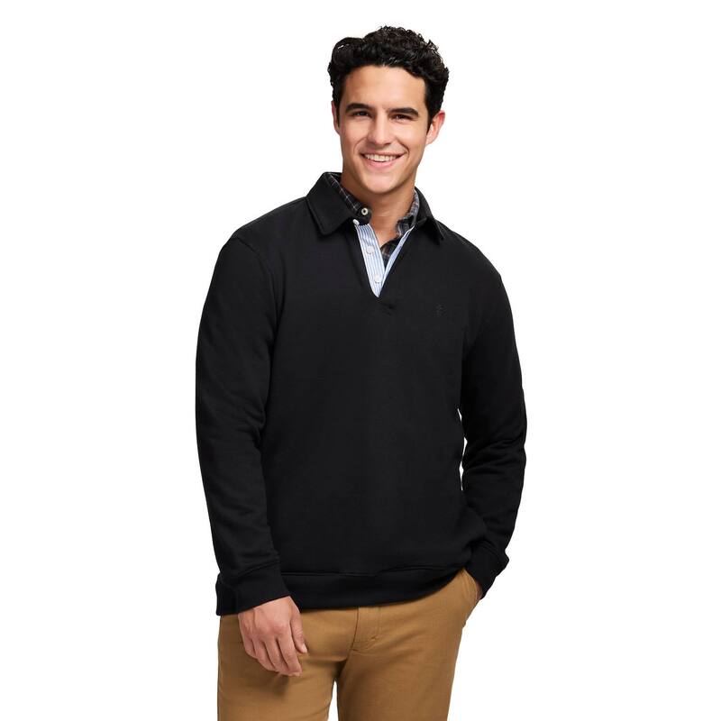 アイゾッド メンズ トップス Tシャツ ポロシャツ フリース Men's IZOD Lux Fleece Pullover Polo Black ブラック
