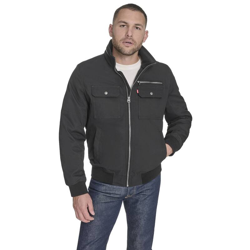 リーバイス メンズ アウター ジャケット・ブルゾン Men's Levi's Utility Stand Collar Bomber Jacket Black ブラック