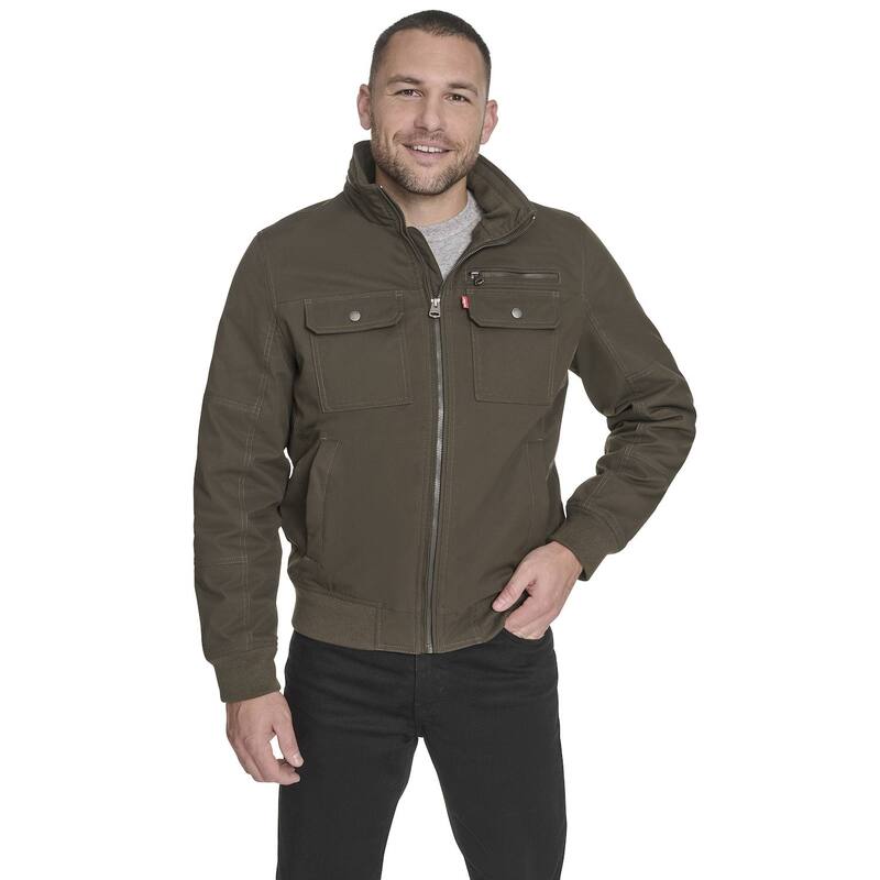 リーバイス メンズ アウター ジャケット・ブルゾン Men's Levi's Utility Stand Collar Bomber Jacket Olive オリーブ